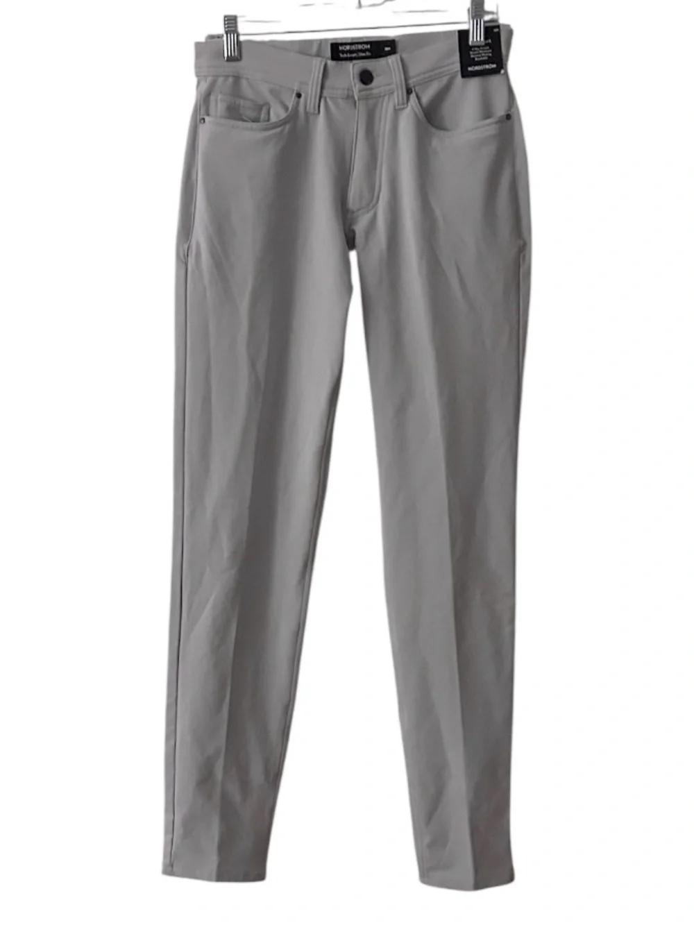 Nordstrom Tech-Smart Pants Size 28 Light Gray Slim Fit Stretch NEW